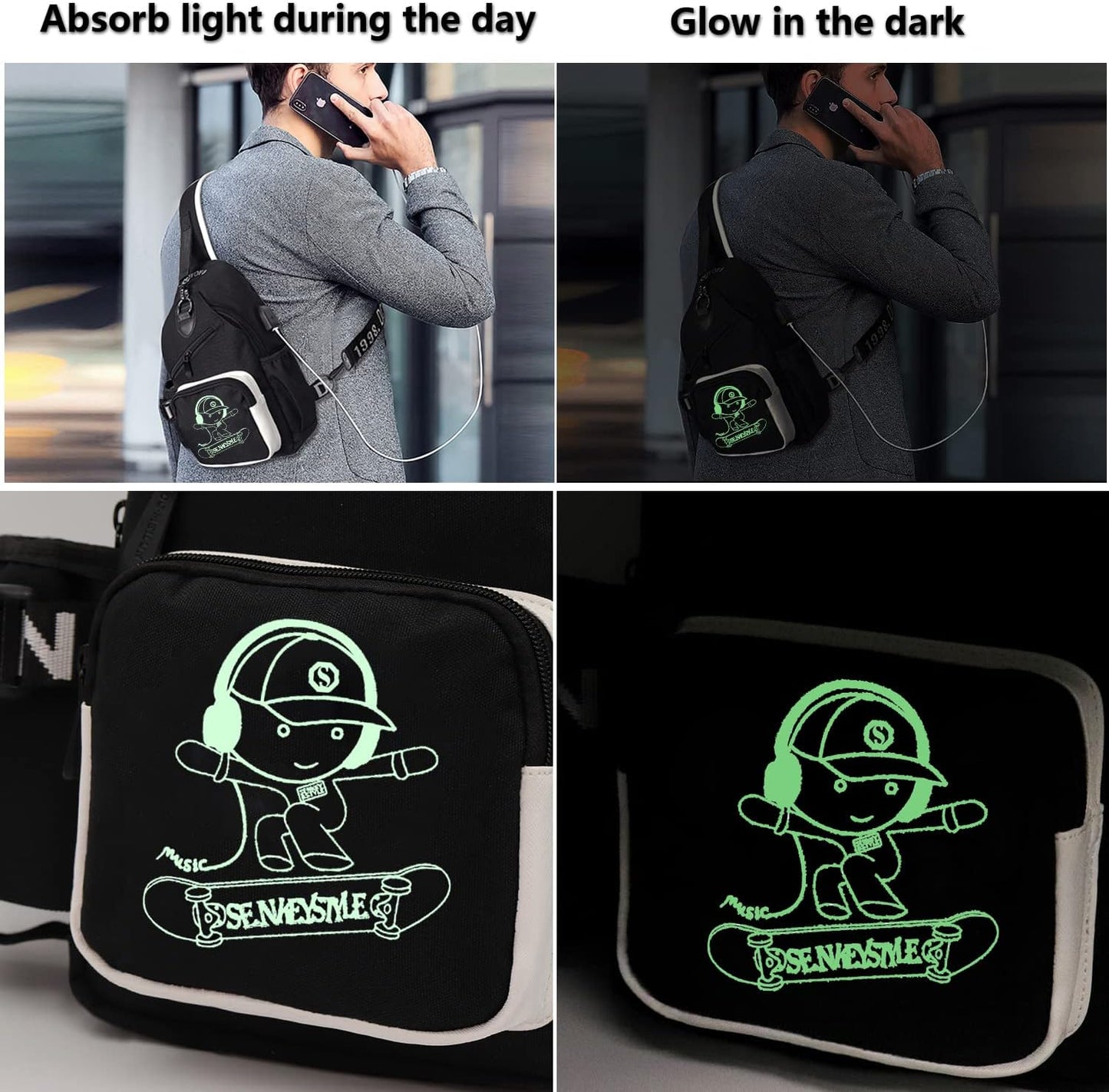 Casual Sling Bag for Boys Men, Small Chest Pack for Travel Sport College School