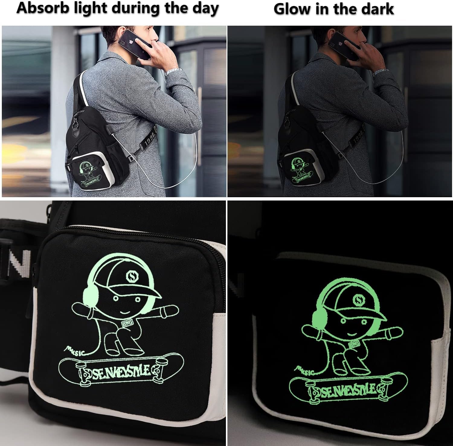 Casual Sling Bag for Boys Men, Small Chest Pack for Travel Sport College School