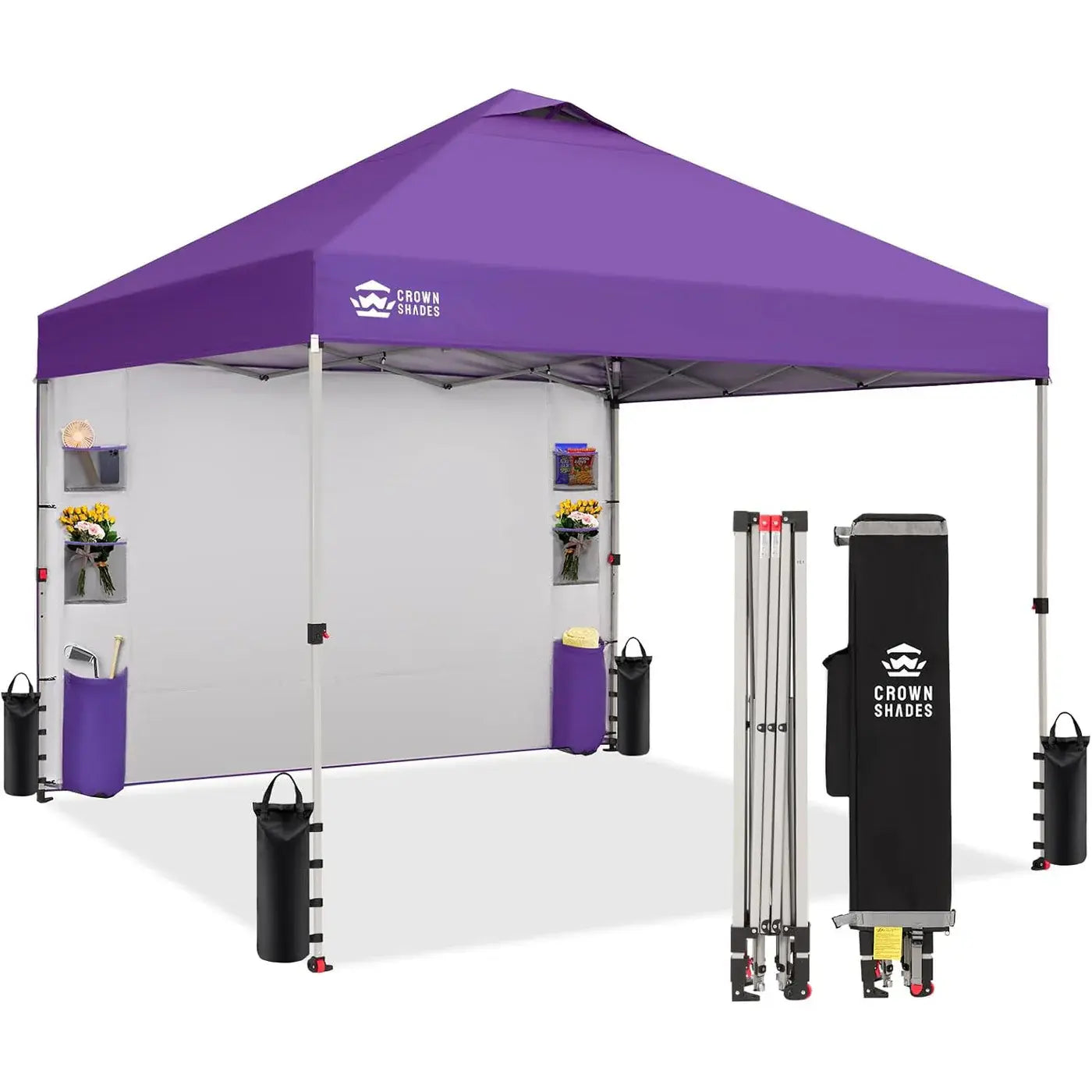CROWN SHADES 10x10 Pop-Up Canopy Tent - Ultimate Outdoor Shade Solution with Sidewall for Camping, Beach, and Events