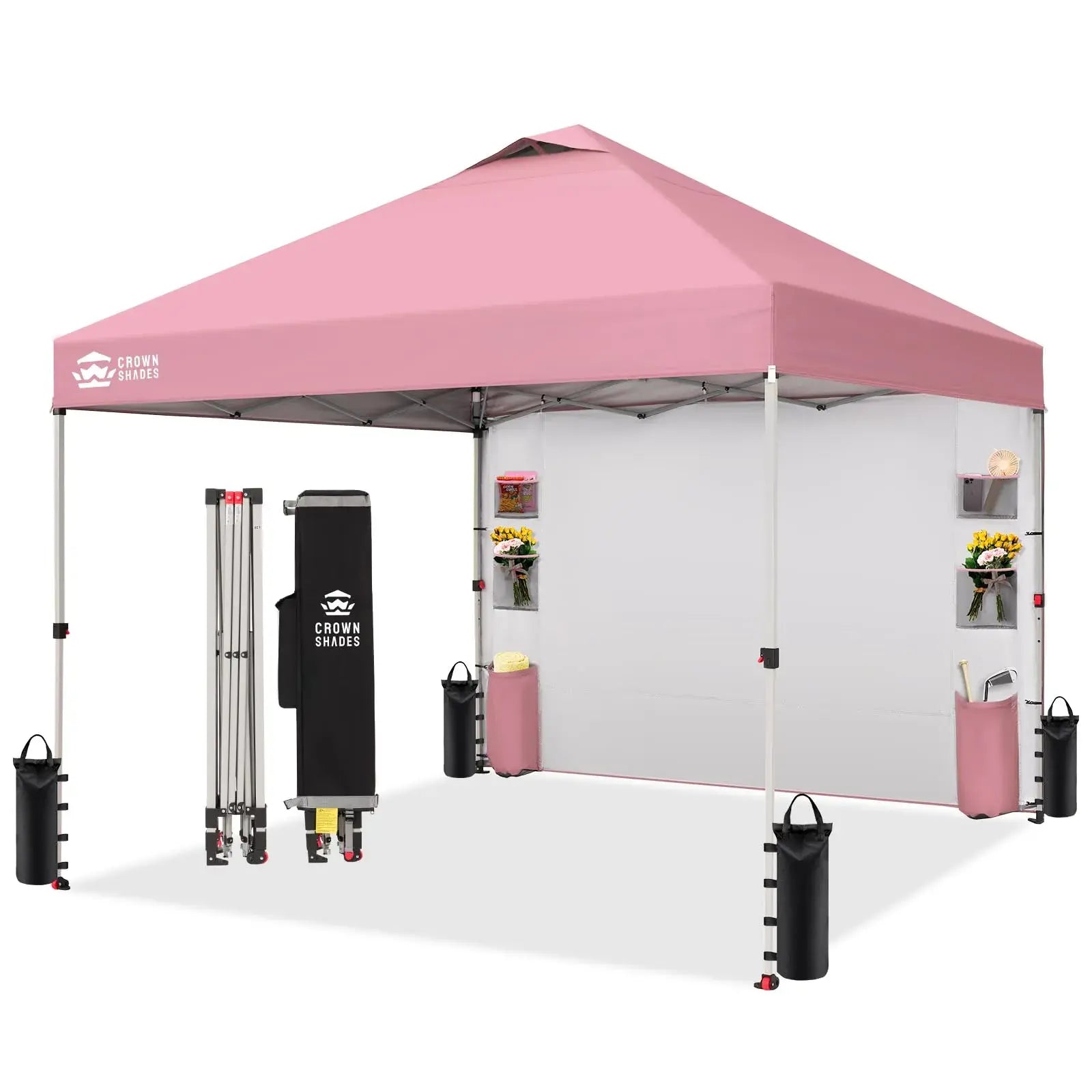 CROWN SHADES 10x10 Pop-Up Canopy Tent - Ultimate Outdoor Shade Solution with Sidewall for Camping, Beach, and Events