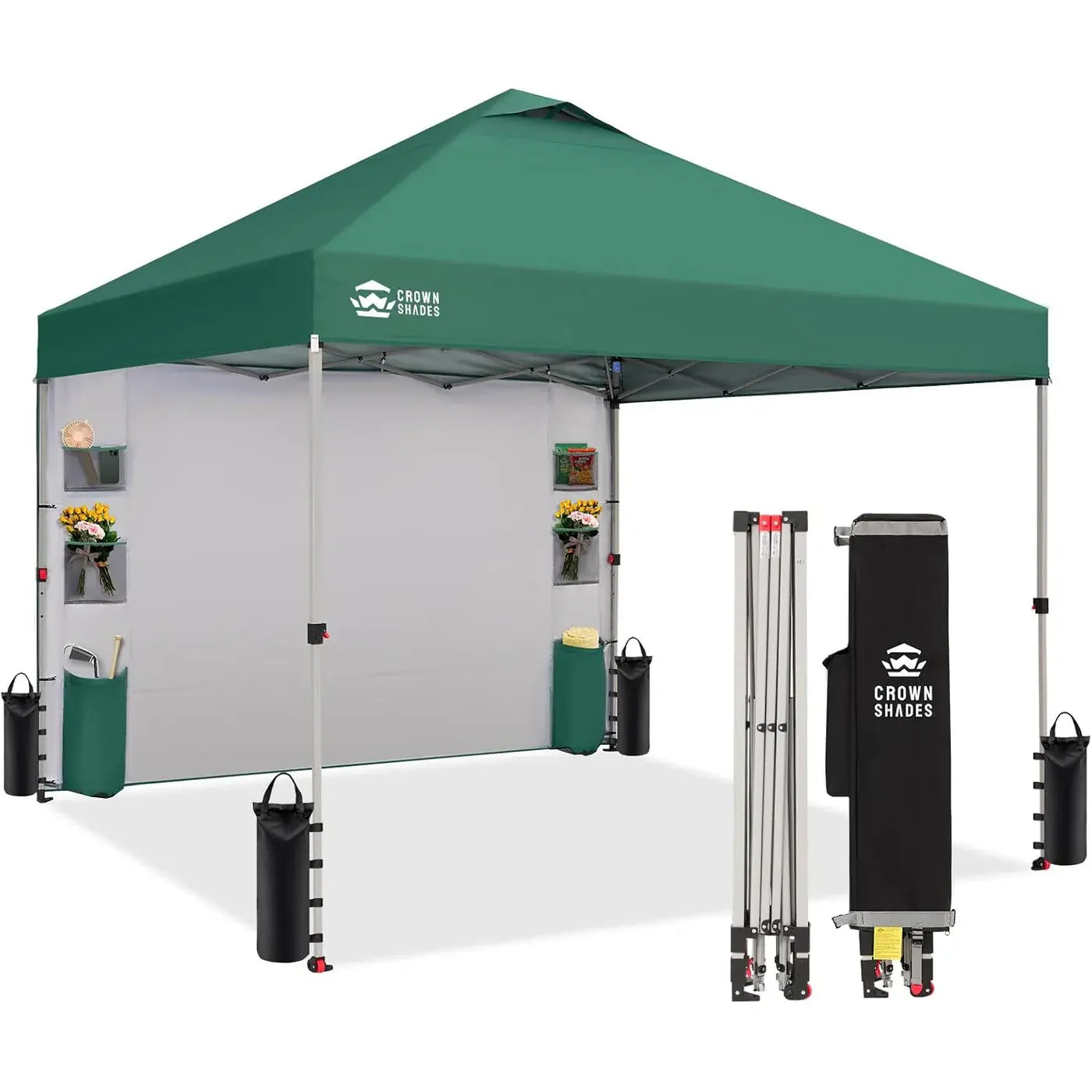 CROWN SHADES 10x10 Pop-Up Canopy Tent - Ultimate Outdoor Shade Solution with Sidewall for Camping, Beach, and Events