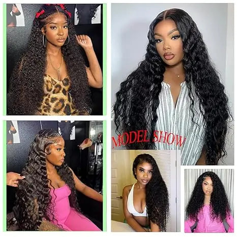 Transform Your Look with the Haloqueen 34 Inch Brazilian Virgin Human Hair Lace Front Wig - 200 Density Deep Wavy Style!