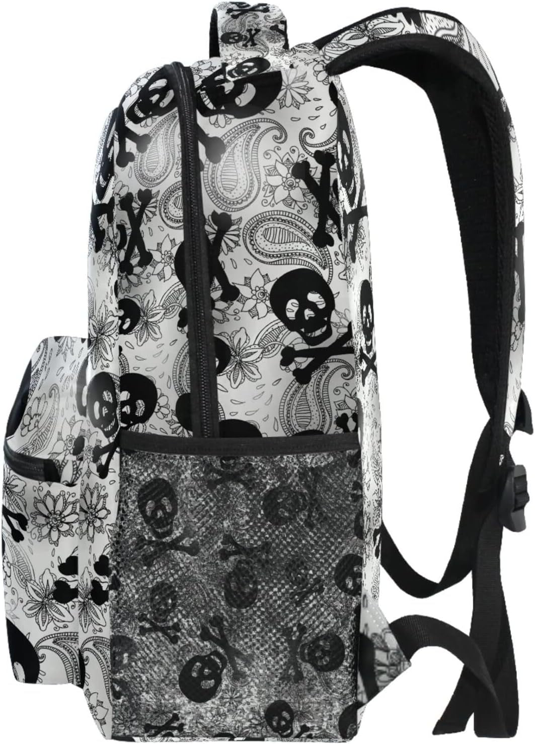 Gothic Skull Black Backpack - Stylish College & Business Laptop Bag for Teens and Adults