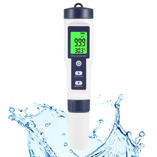 Pool Salt Tester & PH Meter Waterproof, ABS White, 8.19" X 3.12" X 1.95"