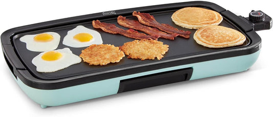 Aqua Deluxe Everyday Electric Griddle - Nonstick, Easy-Clean with Removable Plate & Recipe Book Included - Perfect for Any Meal!