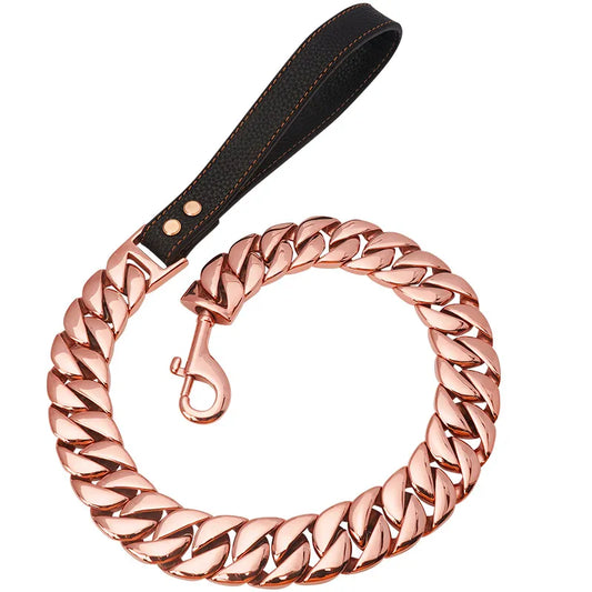 32MM Stainless Steel Cast Titanium Steel Dog Leash Gold Large Dog Hand Holding Rope