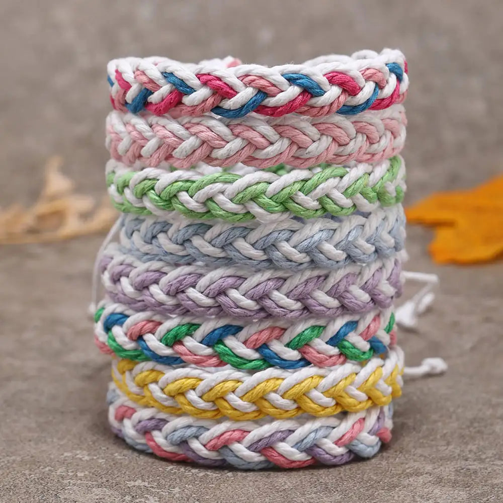 Handwoven Cotton String Bracelet in Artistic Style