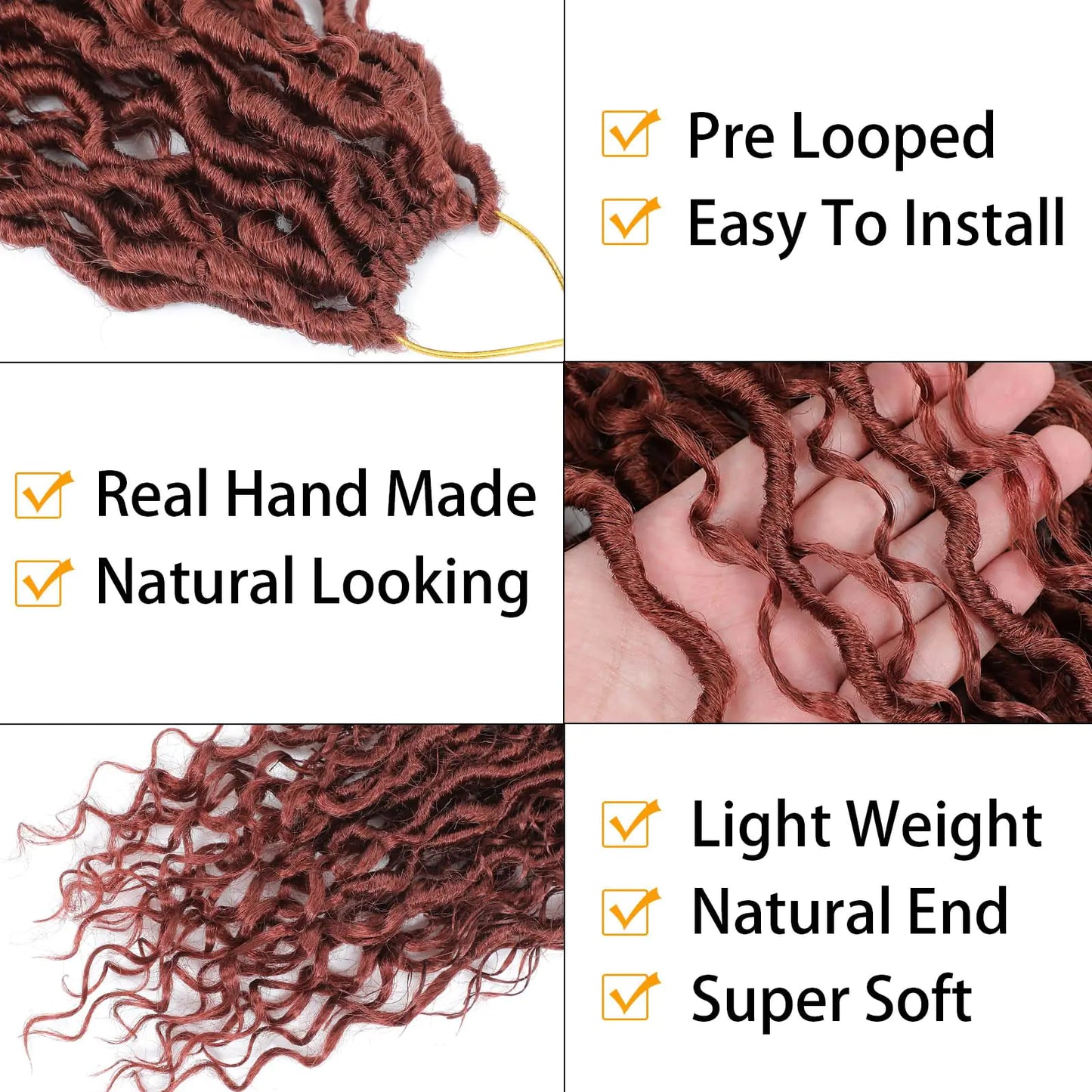 Bohemian River Goddess Crochet Braiding Hair - Trendy & Edgy Faux Locs 24 Inch (Pack of 8) #350