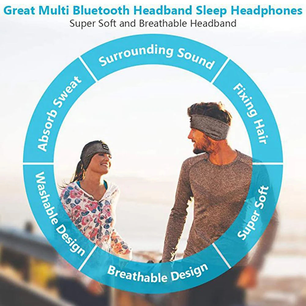 Wireless Bluetooth Sports Headband Earphones - Comfortable Music Eye Mask for Sleep and Relaxation