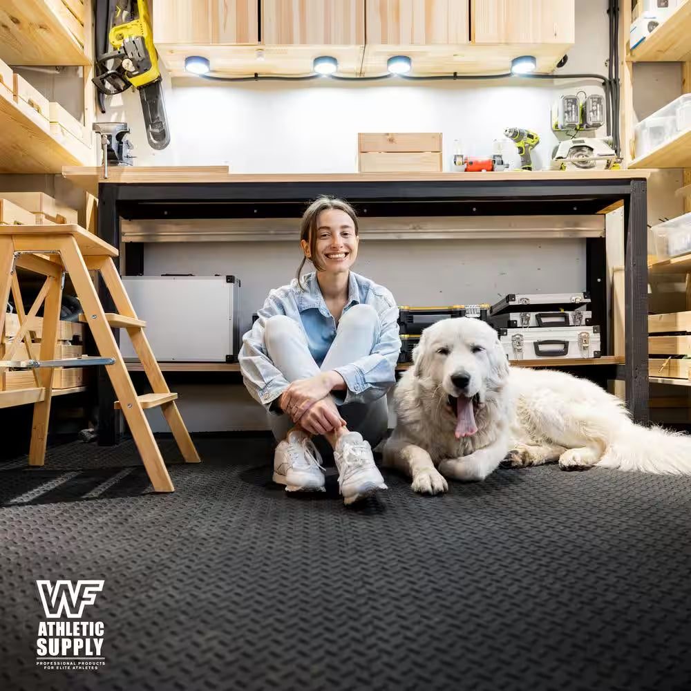 Puzzle Exercise Mat Black 24 In. X 24 In. X 0.5 In. EVA Foam Interlocking Tiles with Border (24 Sq. Ft.)