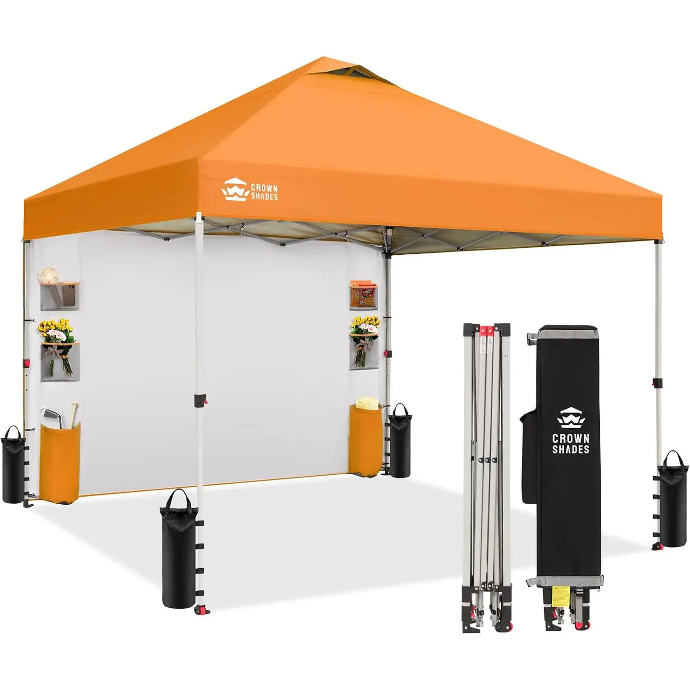 CROWN SHADES 10x10 Pop-Up Canopy Tent - Ultimate Outdoor Shade Solution with Sidewall for Camping, Beach, and Events