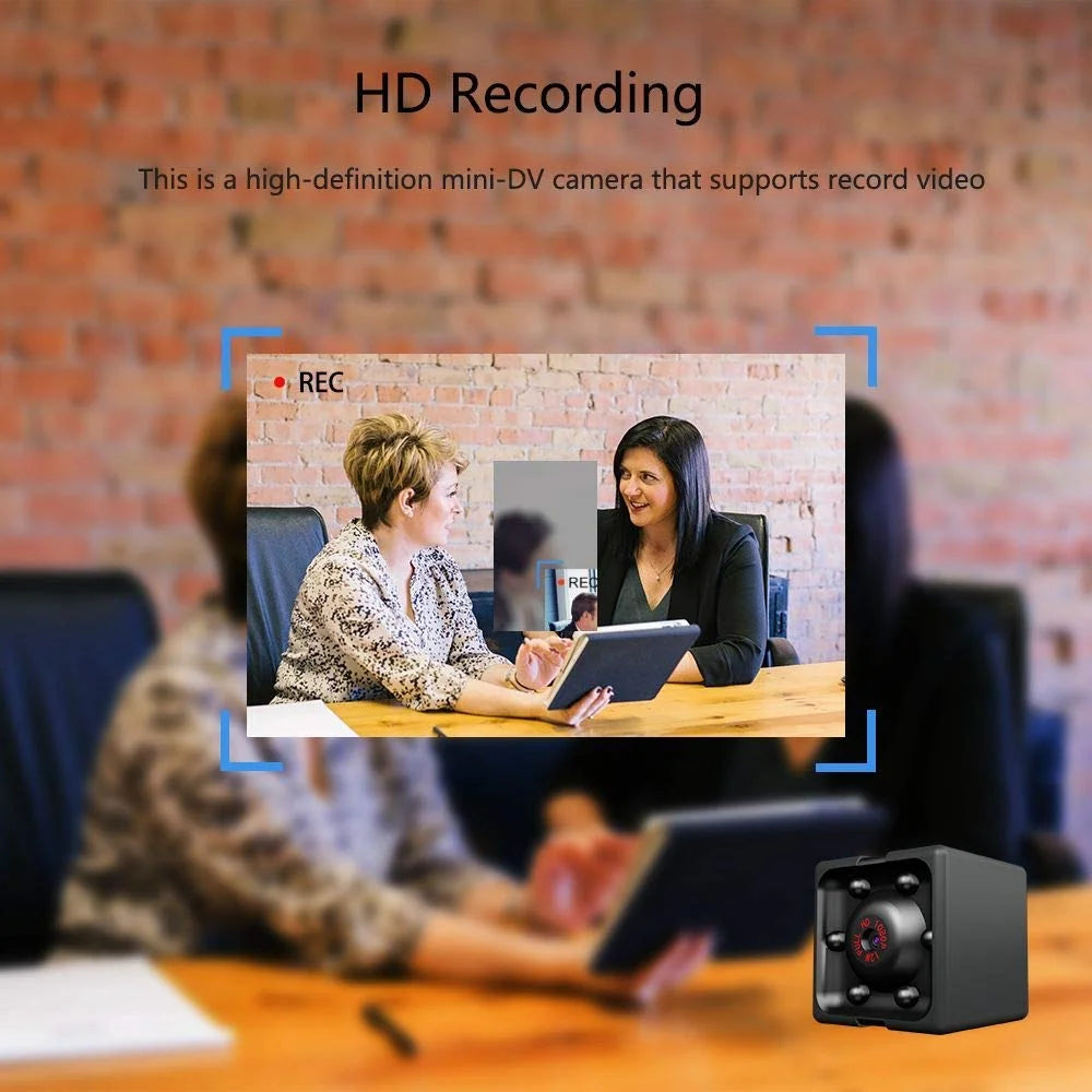 Compact 1080P Night Vision Security Camera with Motion Detection - Perfect for Home and On-the-Go Surveillance