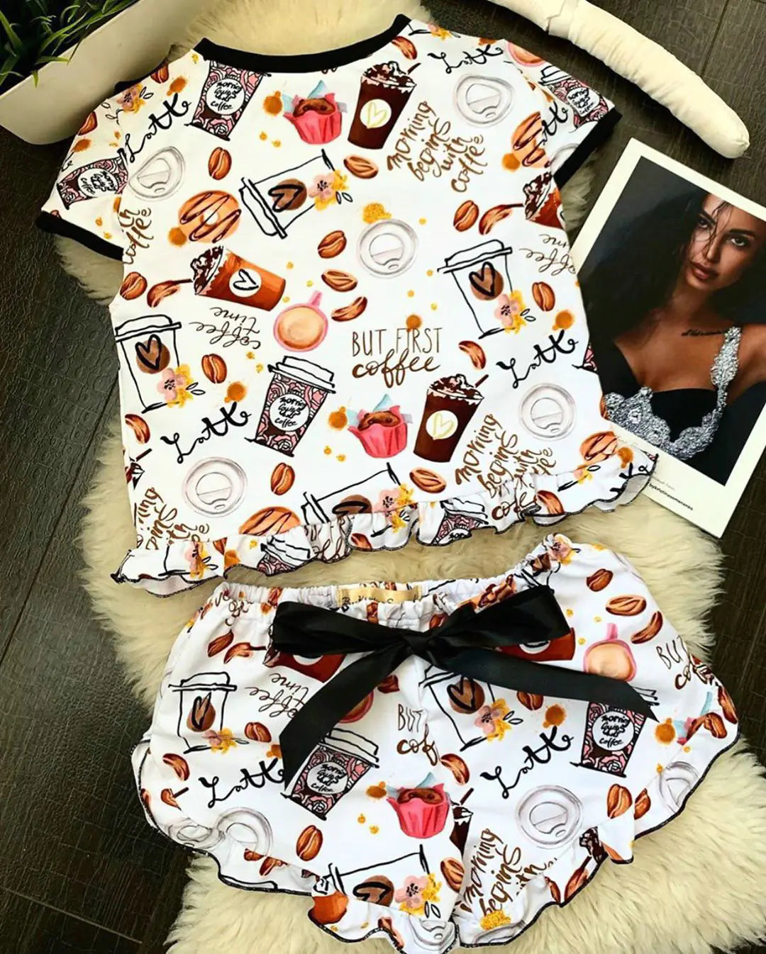 Trendy Printed Short Sleeve Lounge Set