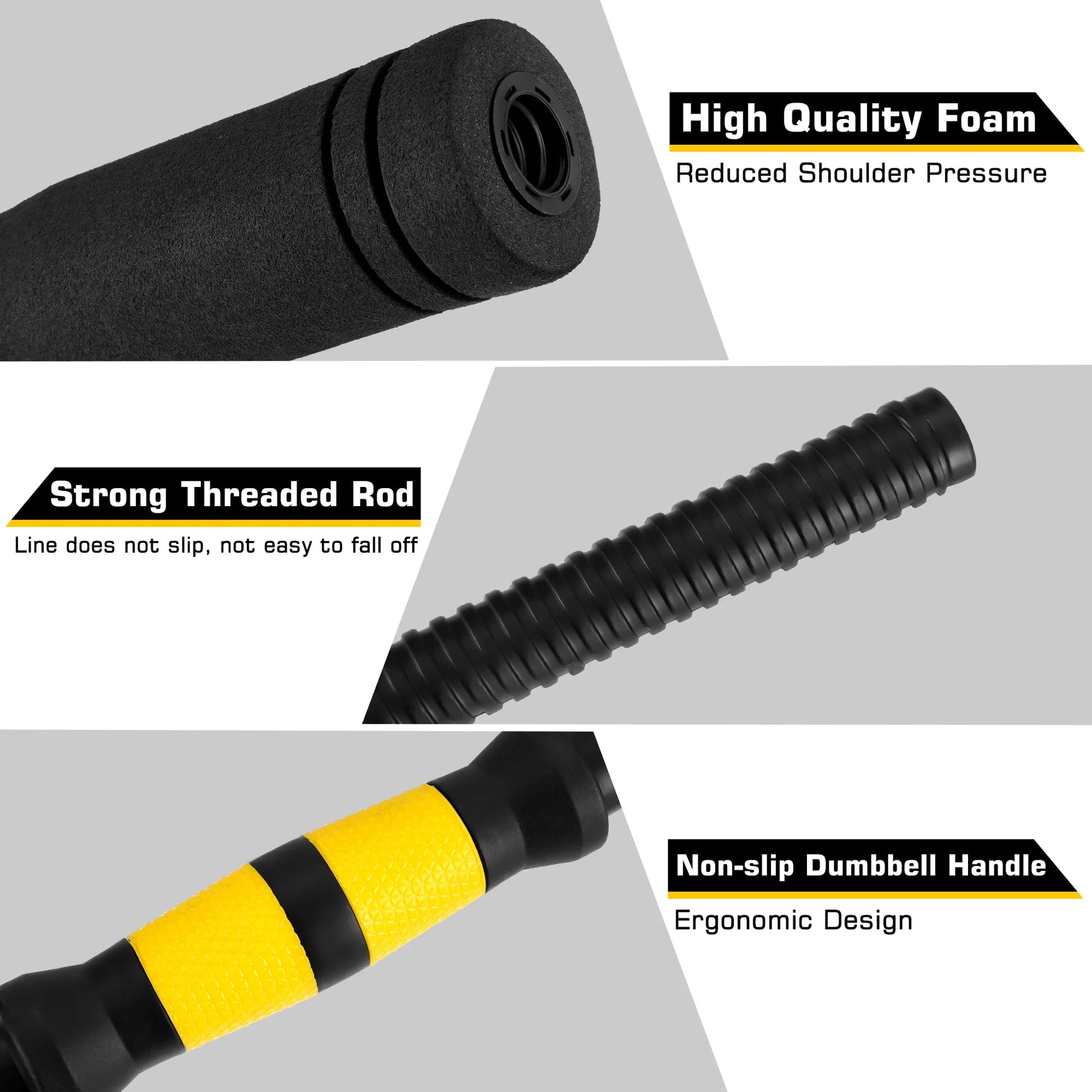 Versatile 66 Lbs Adjustable Dumbbell Barbell Set - 4-in-1 Weight System for Ultimate Home Fitness, Ideal for Men & Women, Bright Yellow Design