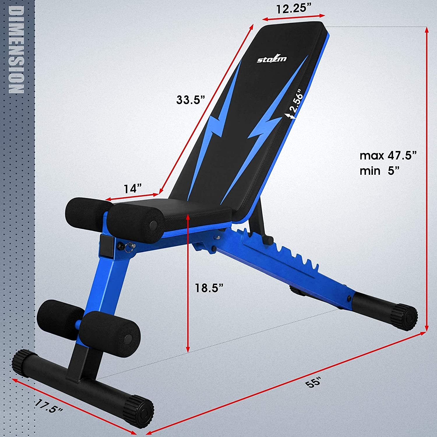 Versatile Adjustable Weight Bench - Foldable Multi-Purpose Flat/Incline/Decline Design for Home Gym (Cobalt)