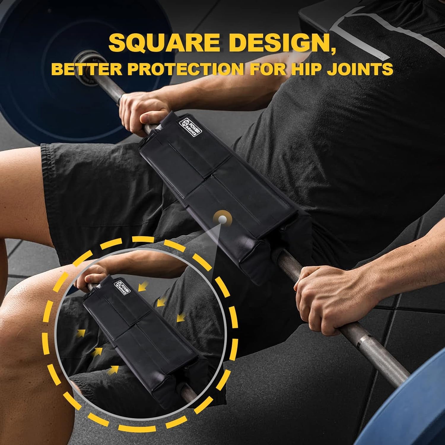 Ultimate Square Hip Thrust Pad - Protective Barbell Squat Pad for Comfort in Weight Lifting, Squats, and Lunges - Fits Standard & Olympic Bars