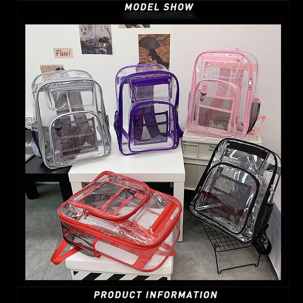 Clear TPU Backpack Transparent Travel Bookbag,Unique Design, Student DIY Doodle Bookbag, for School,Sports,Work,Security Travel,College