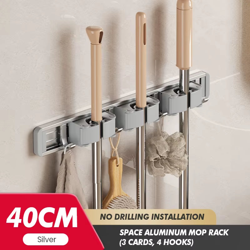 Maximize Your Space with Our Stylish Wall-Mounted Mop and Broom Rack!