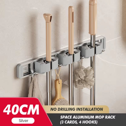 Maximize Your Space with Our Stylish Wall-Mounted Mop and Broom Rack!