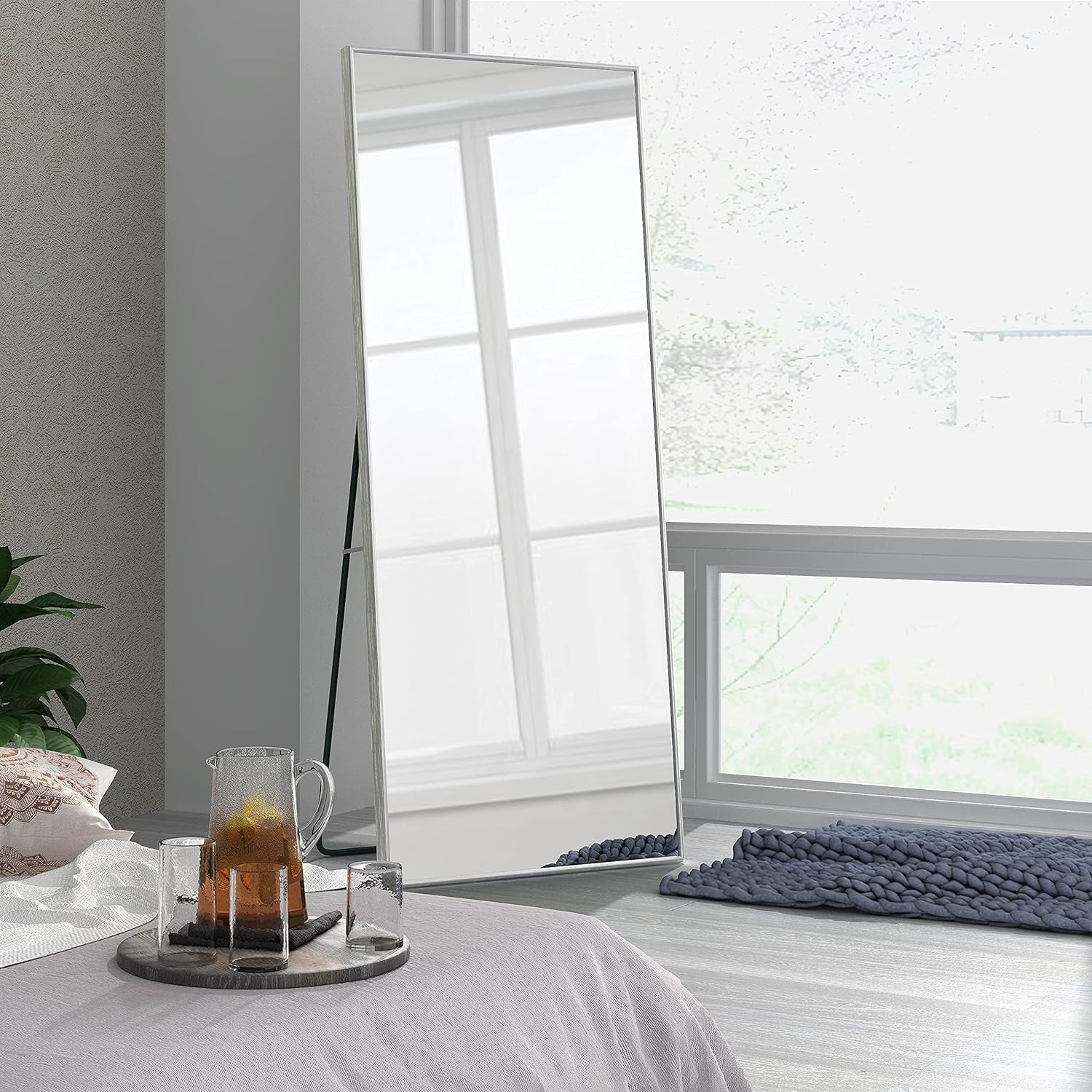 Stylish 65x22 Inch Full Length Beveled Floor Mirror with Al-Alloy Thickened Frame - Perfect for Any Room!
