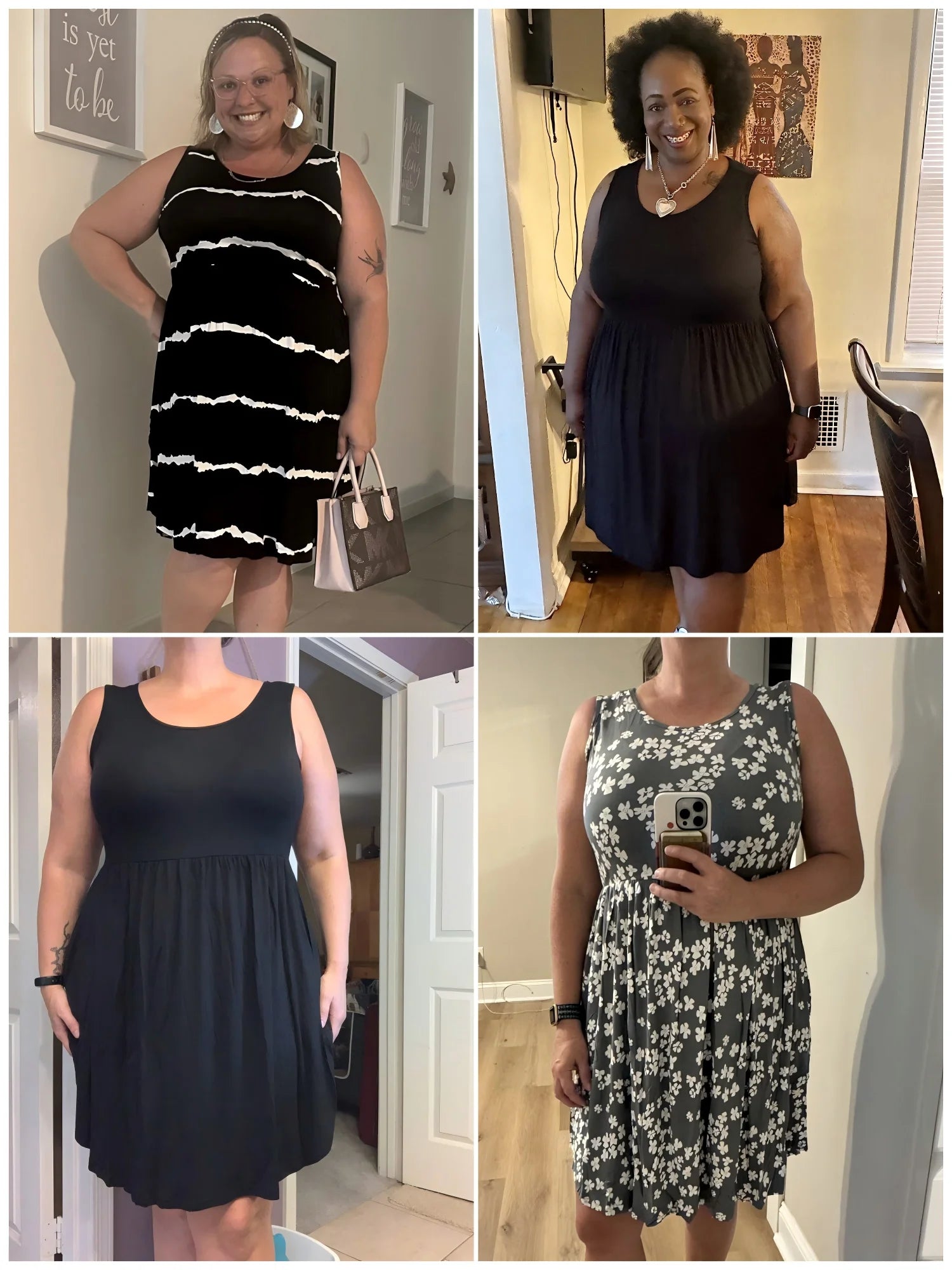 Chic Black Plus Size Summer Dress for Women - Casual Sleeveless Crewneck with Pockets, Flowy Pleated Design for Effortless Elegance