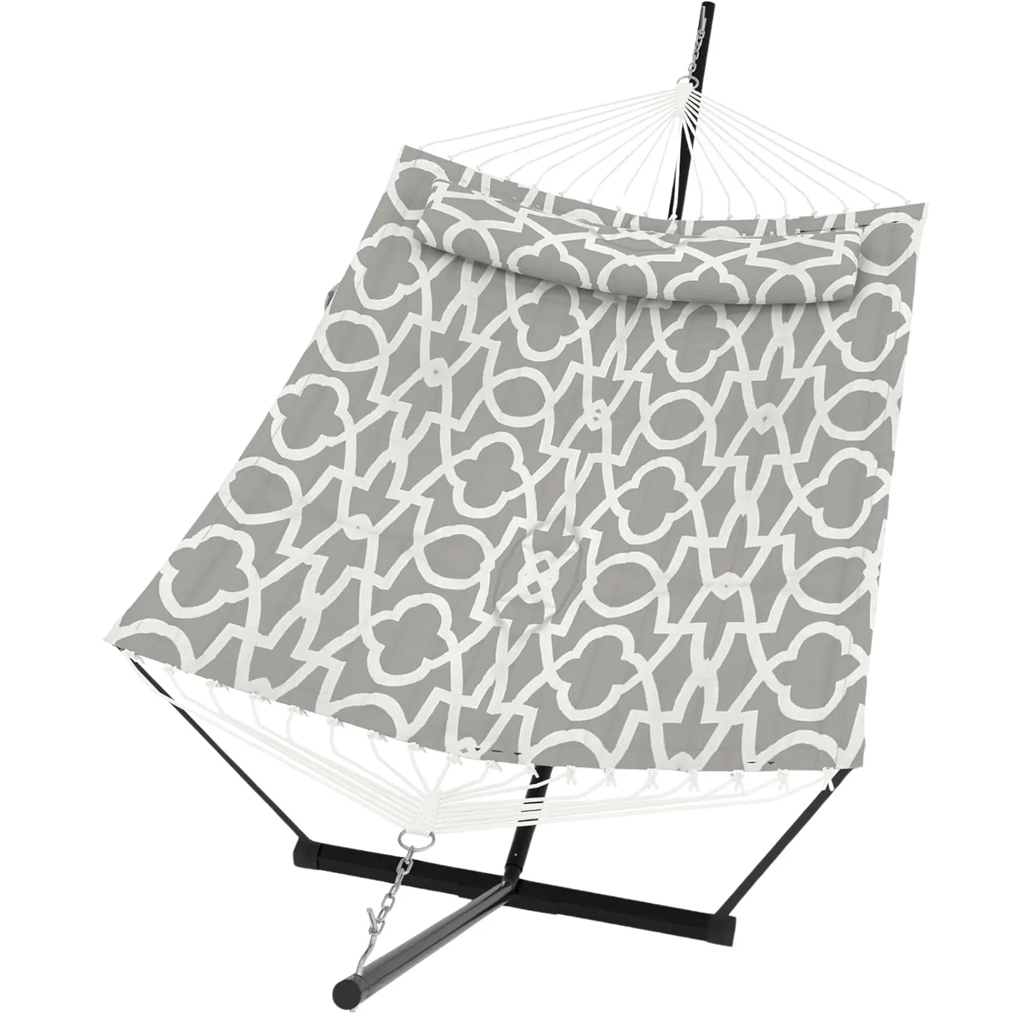 Experience Ultimate Relaxation with Our Heavy-Duty Portable Double Hammock for Two – Complete with Pillow & Adjustable Steel Stand, 475 Lbs Capacity – Perfect for Outdoor Patios, Gardens, Beaches, and Backyards this Summer!