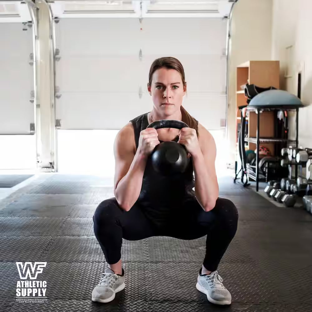 Puzzle Exercise Mat Black 24 In. X 24 In. X 0.5 In. EVA Foam Interlocking Tiles with Border (24 Sq. Ft.)