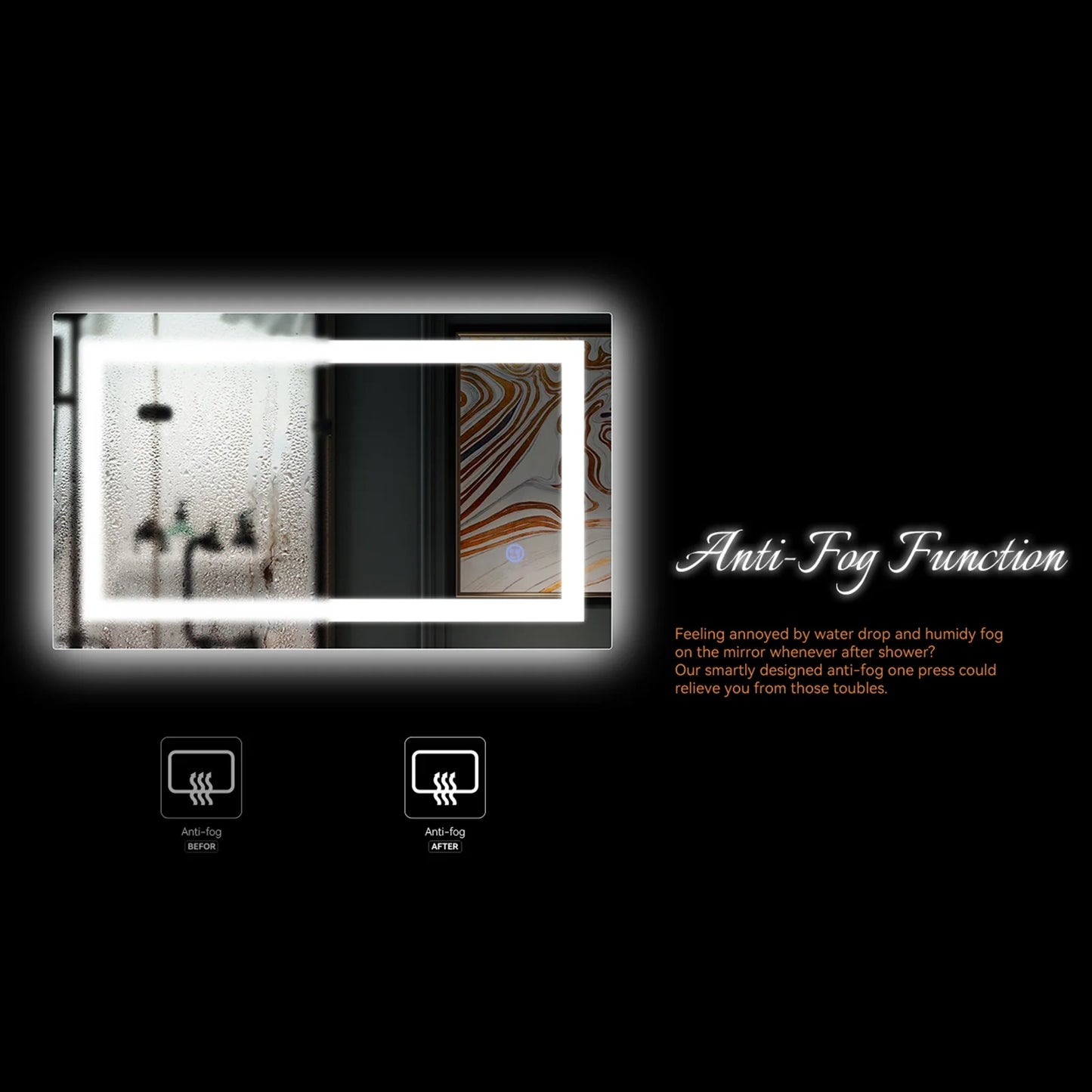 32"X24" LED Bathroom Wall Mirror - Anti-Fog & Waterproof Vertical Vanity Mirror for Stylish Spaces