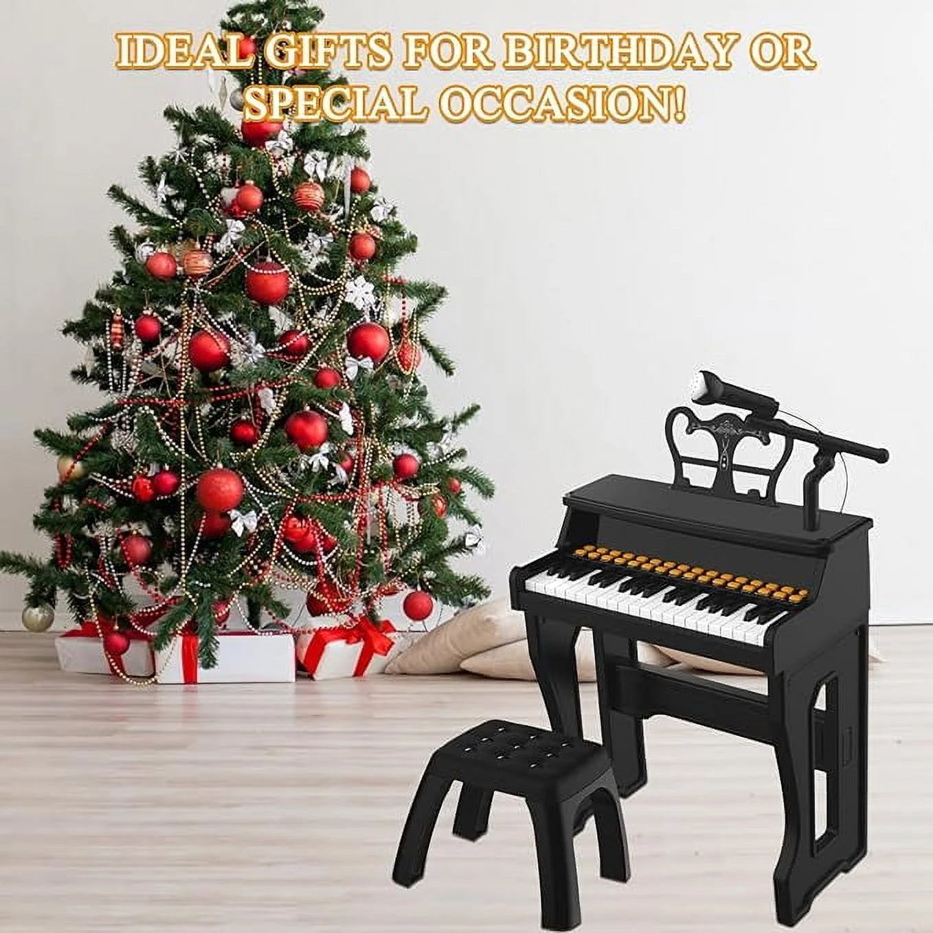 37 Keys Piano for Kids, Electronic Musical Instrument Toys for Baby, Mini Piano Tools for Beginners, Gifts for Age 3 +, Black