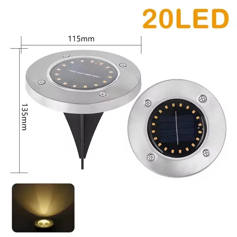 Illuminate Your Outdoors with Solar Ground Lights - 8/20 LED Waterproof Garden Disks for Pathways, Patios, and Lawns