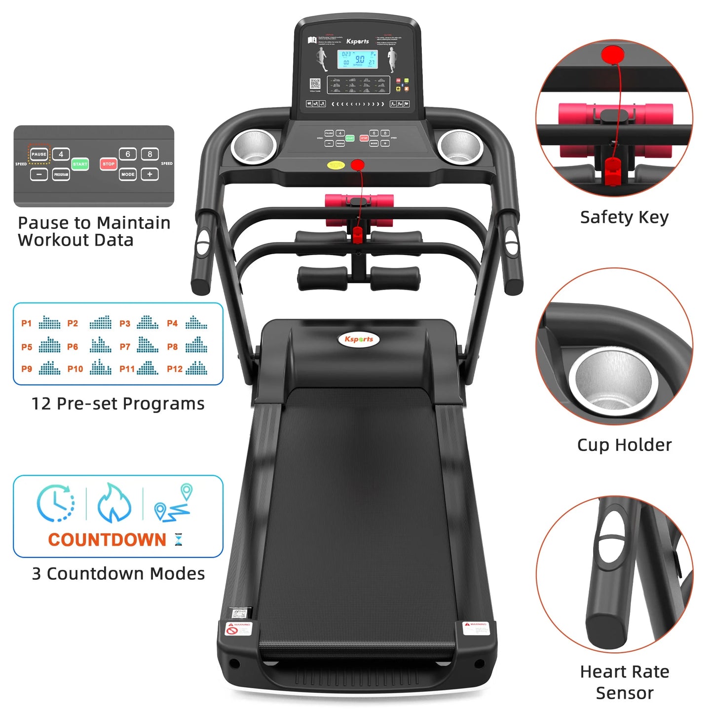 Elevate Your Home Workout: Electric Treadmill Bundle with Folding Rack, Exercise Mat, and Dumbbells in Sleek Black