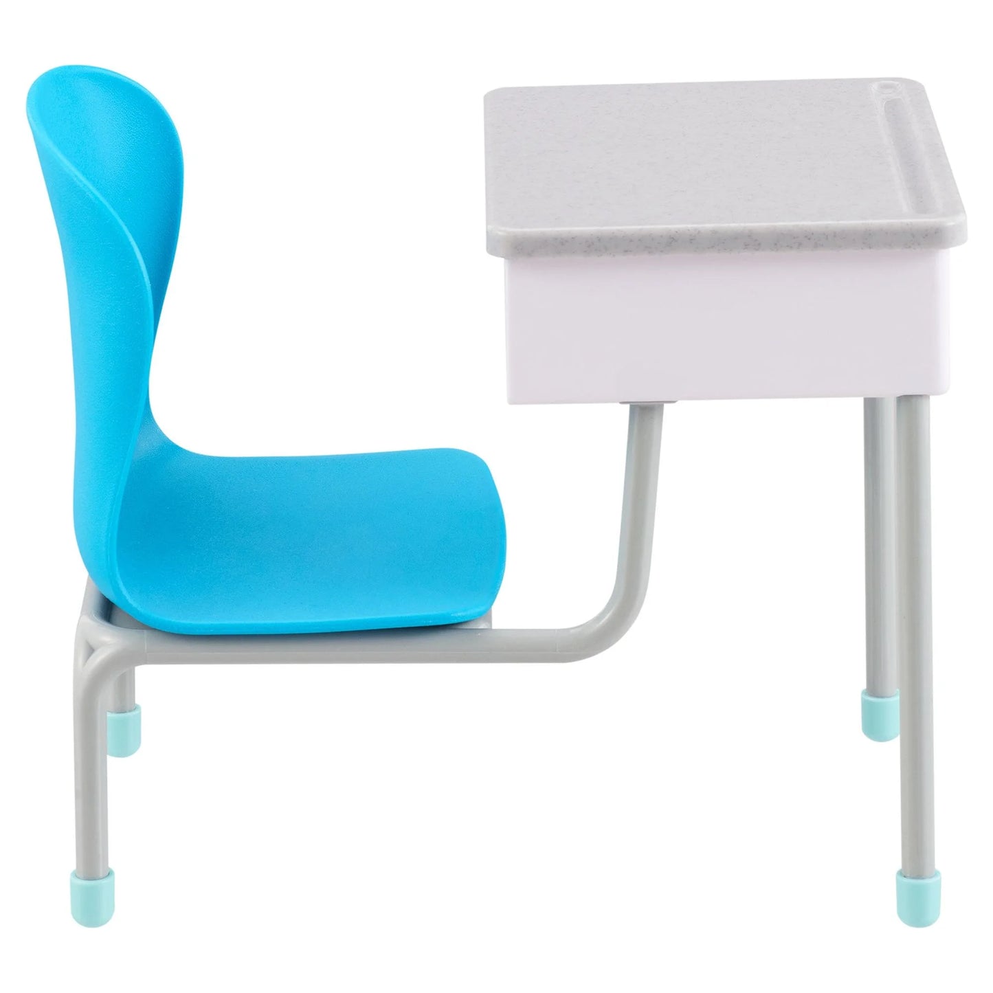 Plastic Student Desk with Blue Chair for 18 Inch Dolls Child 5+