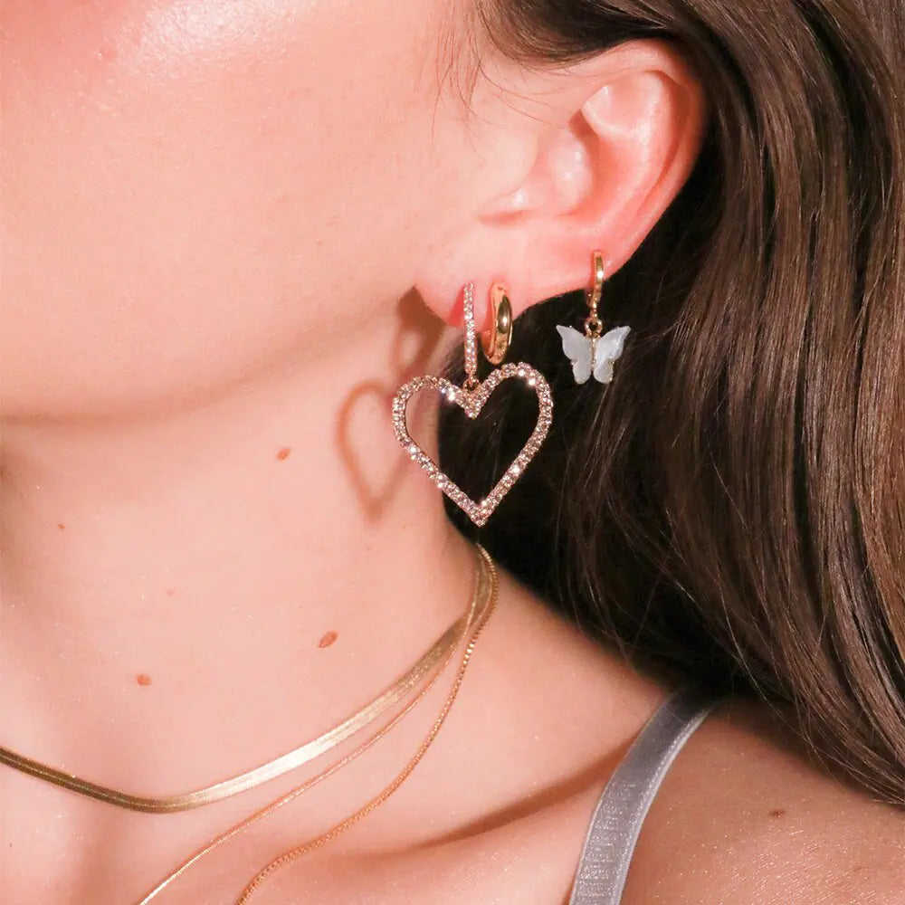 Fashion Rose Gold Heart Shaped Crystal Earrings