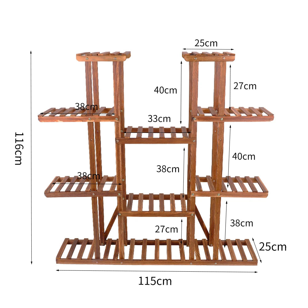 Elegant UNHO 46-Inch Multi-Tier Wooden Plant Stand - 16 Shelves for Indoor & Outdoor Display