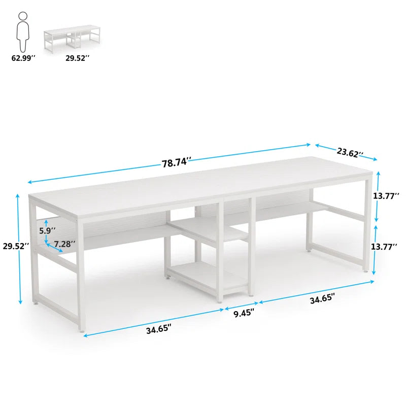 Rigueiro Spacious Industrial Computer Desk for Collaborative Workspaces