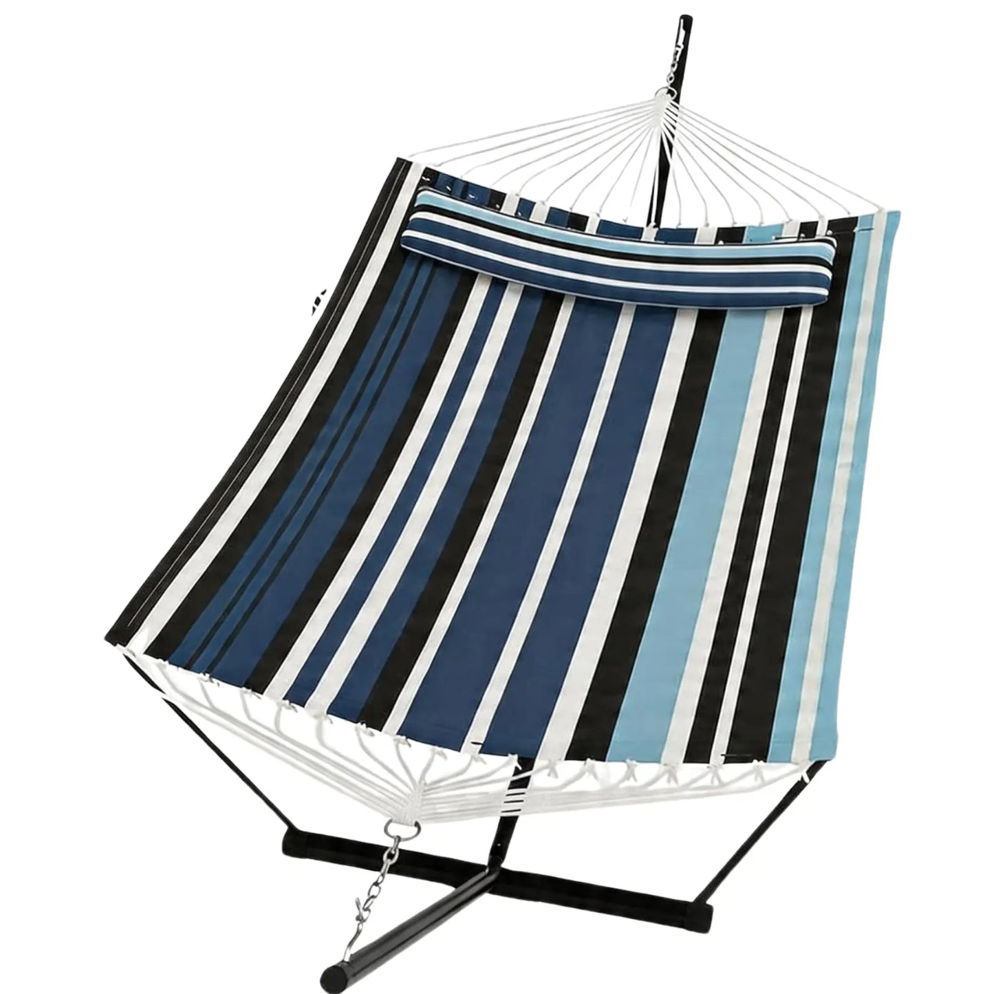 Experience Ultimate Relaxation with Our Heavy-Duty Portable Double Hammock for Two – Complete with Pillow & Adjustable Steel Stand, 475 Lbs Capacity – Perfect for Outdoor Patios, Gardens, Beaches, and Backyards this Summer!