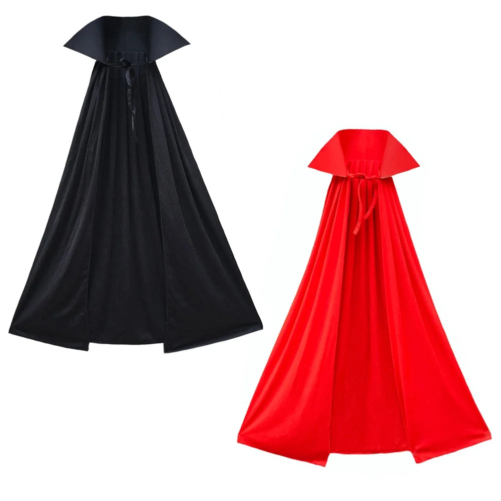 40" Black Cape with Stand-Up Collar - Superhero Vampire Costume