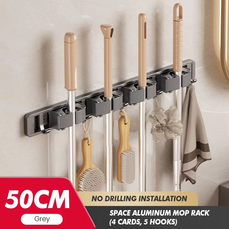 Maximize Your Space with Our Stylish Wall-Mounted Mop and Broom Rack!