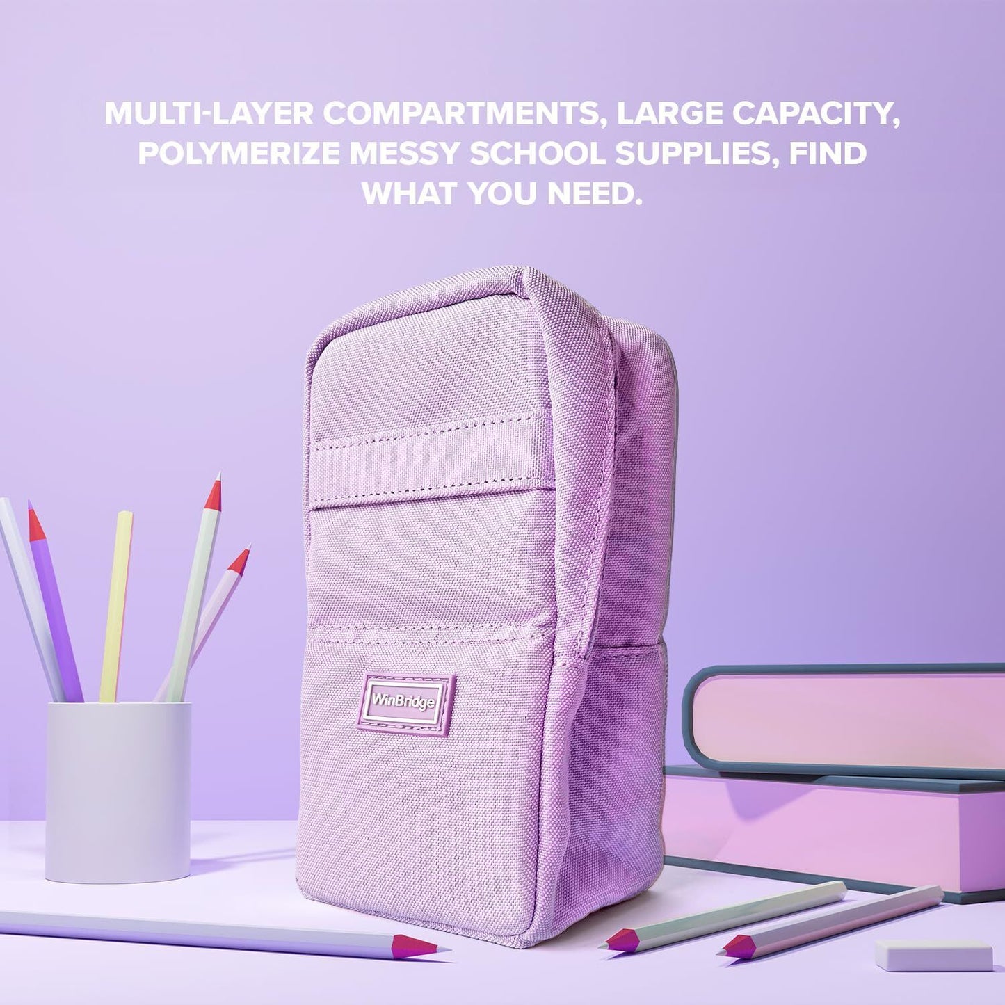 Standing Pencil Case, Durable Large Pencil Pouch, Kids School Supplies, Stora...