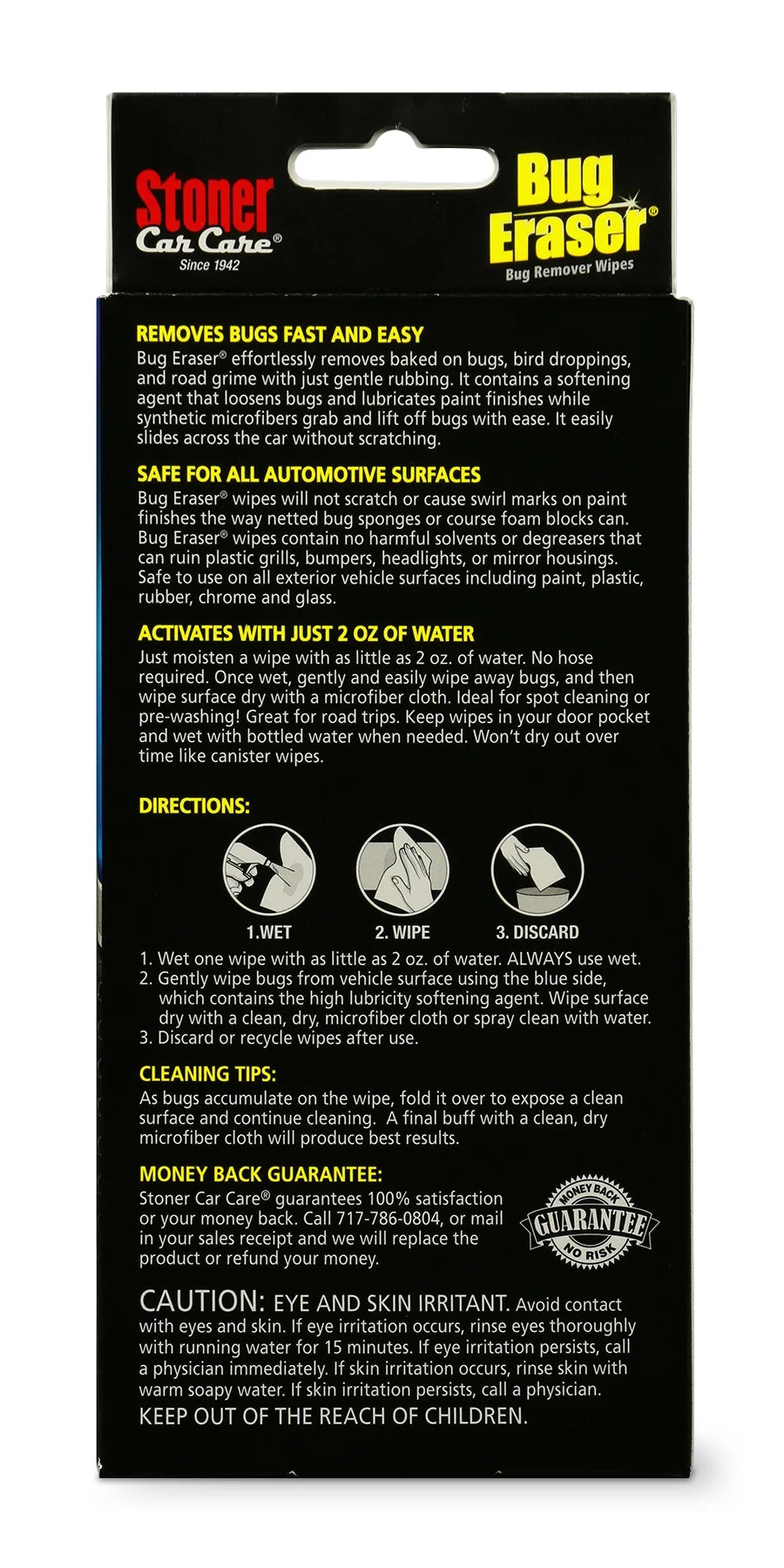 Stoner 95401 Bug Eraser and Remover Cleaning Wipes, 10 Wipes