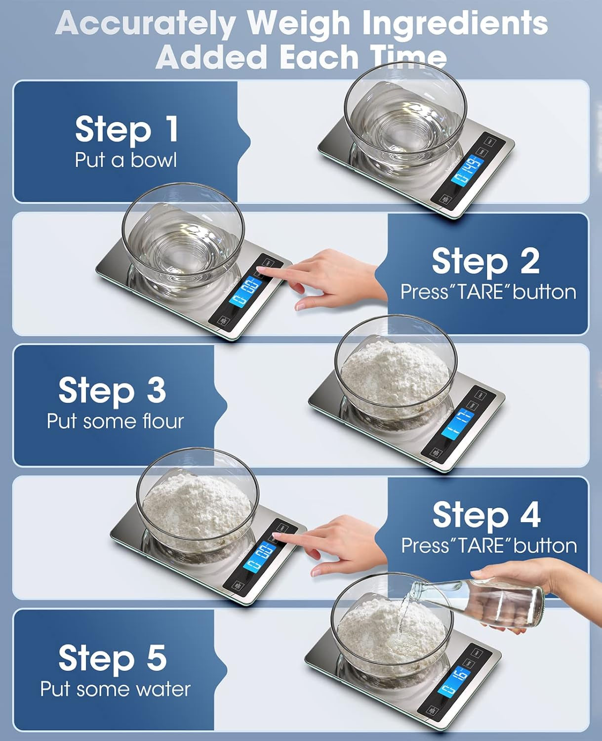 Ultra-Precise 22Lb Digital Kitchen Scale - Sleek Stainless Steel & Tempered Glass for Accurate Cooking & Baking Measurements in Grams & Oz