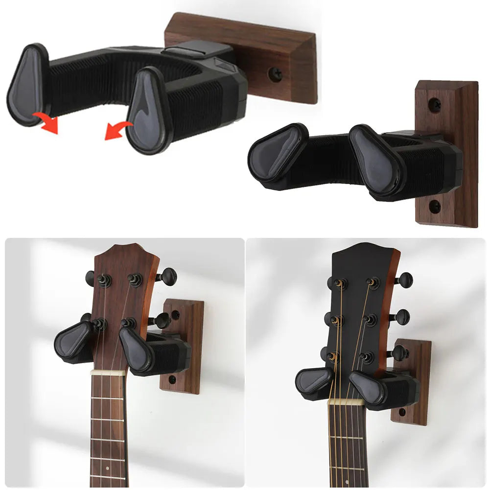 Wooden Wall Mount Holder Non-Slip Guitar Holder Stand Universal Guitar Display Bracket for Electric Guitar Ukulele Bass