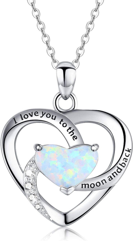 Radiate Love with Our 925 Sterling Silver Heart Necklace - I Love You to the Moon and Back Pendant with Exquisite Gift Box for Women