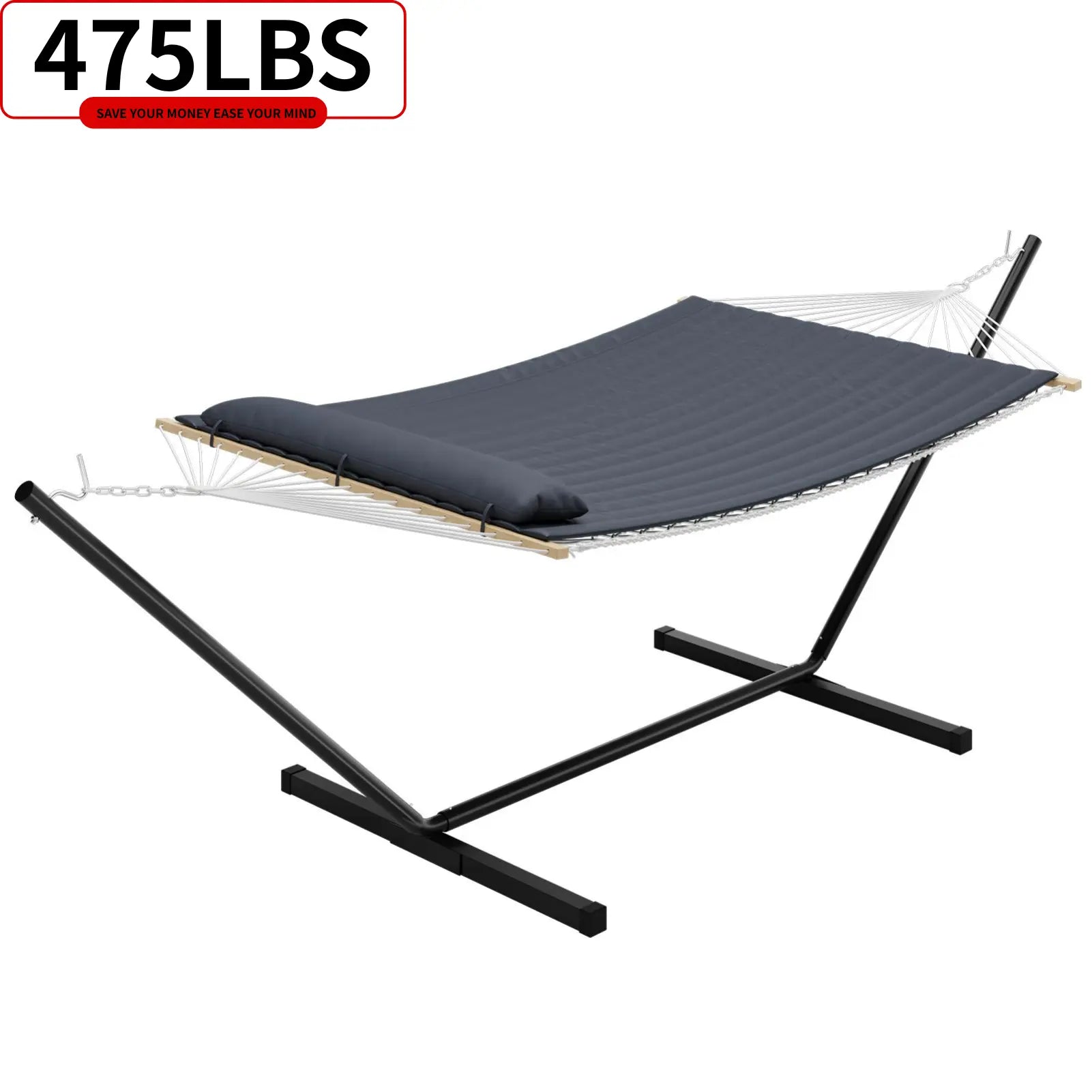 Experience Ultimate Relaxation with Our Heavy-Duty Portable Double Hammock for Two – Complete with Pillow & Adjustable Steel Stand, 475 Lbs Capacity – Perfect for Outdoor Patios, Gardens, Beaches, and Backyards this Summer!