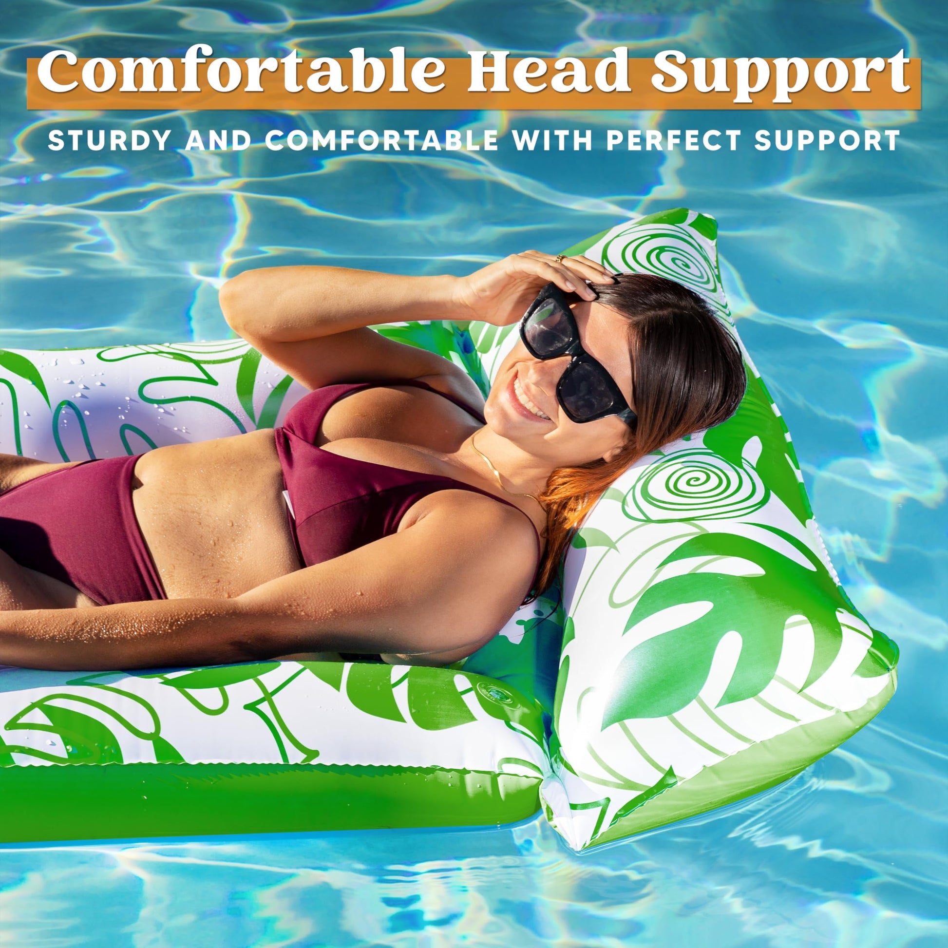 XL Inflatable Pool Float Lounger for Adults - 2 Pack Sun Tanning Bed with Headrest - Perfect for Lake, Beach, and Pool Parties!