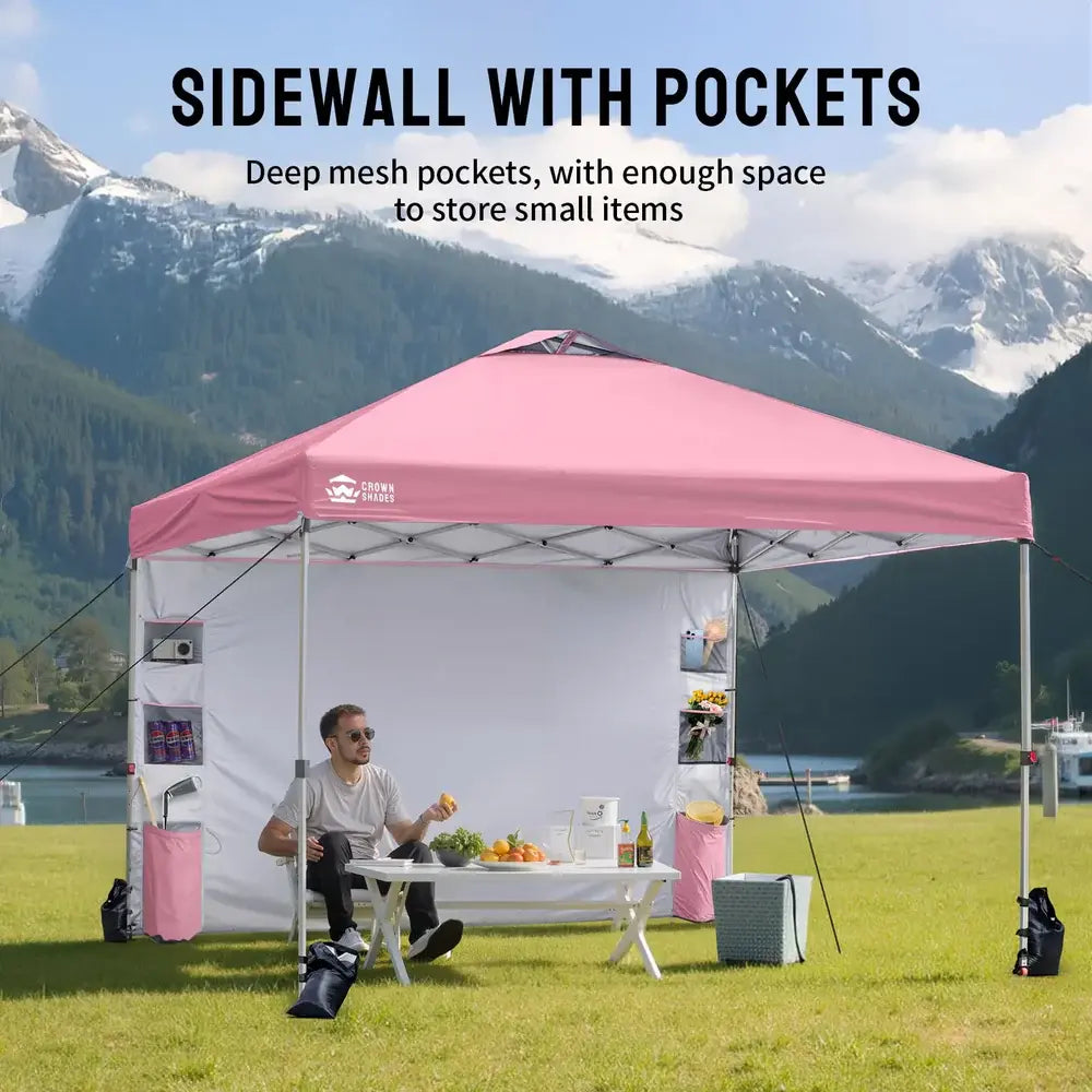 CROWN SHADES 10x10 Pop-Up Canopy Tent - Ultimate Outdoor Shade Solution with Sidewall for Camping, Beach, and Events
