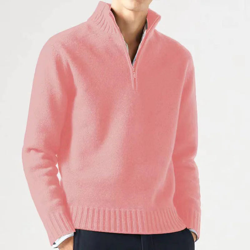 Men's Quarter Zip. Sweater Pink 3