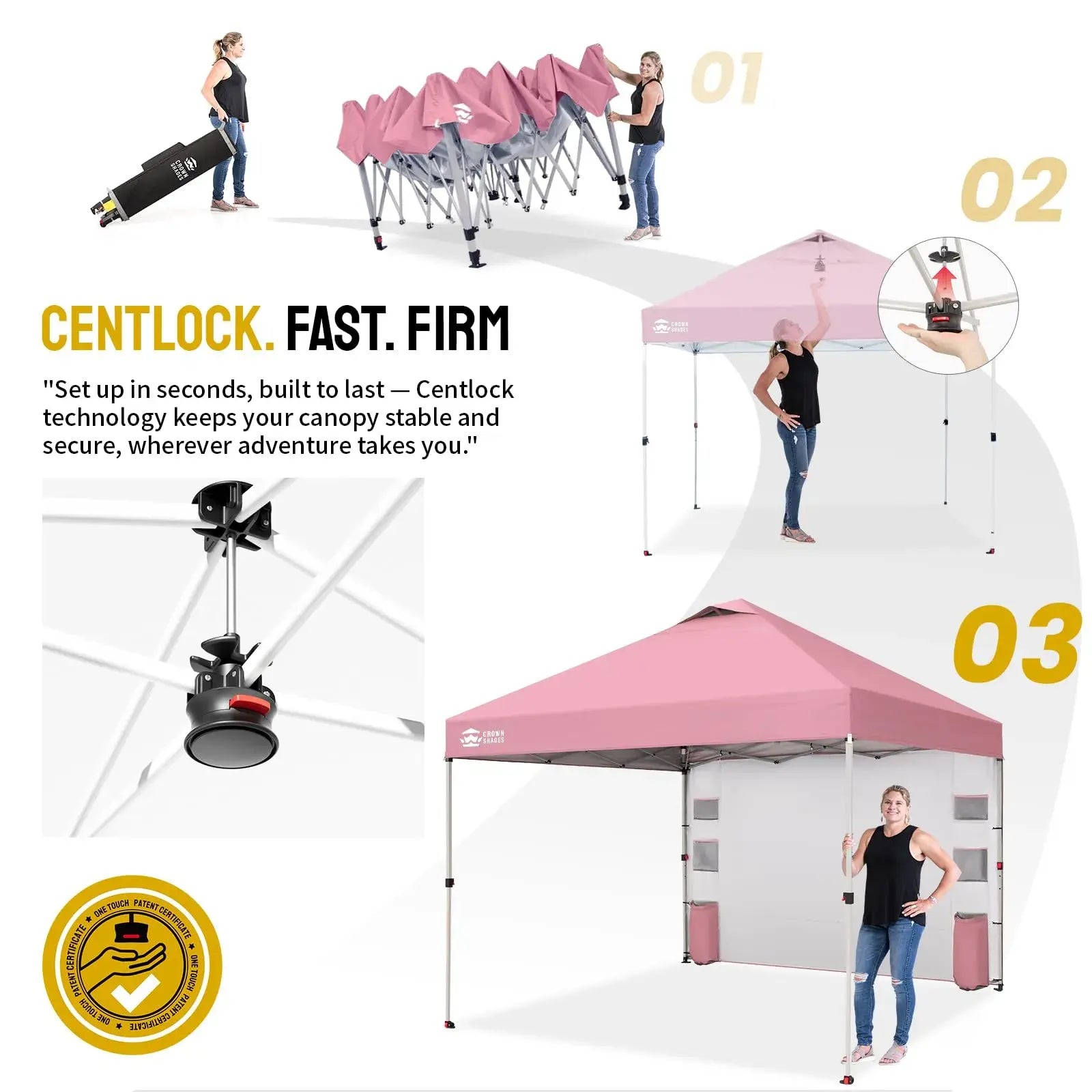 CROWN SHADES 10x10 Pop-Up Canopy Tent - Ultimate Outdoor Shade Solution with Sidewall for Camping, Beach, and Events