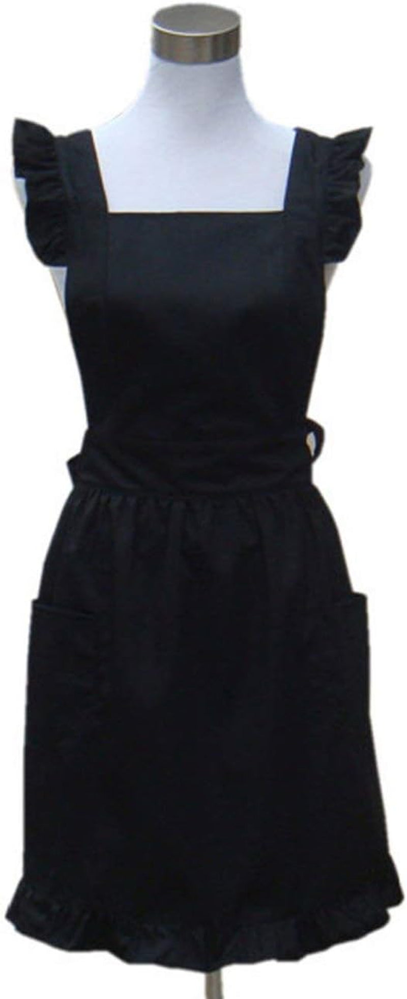 Charming Vintage Cotton Cooking Apron for Women - Stylish Black Apron with Pockets, Perfect Gift for Moms and Bakers