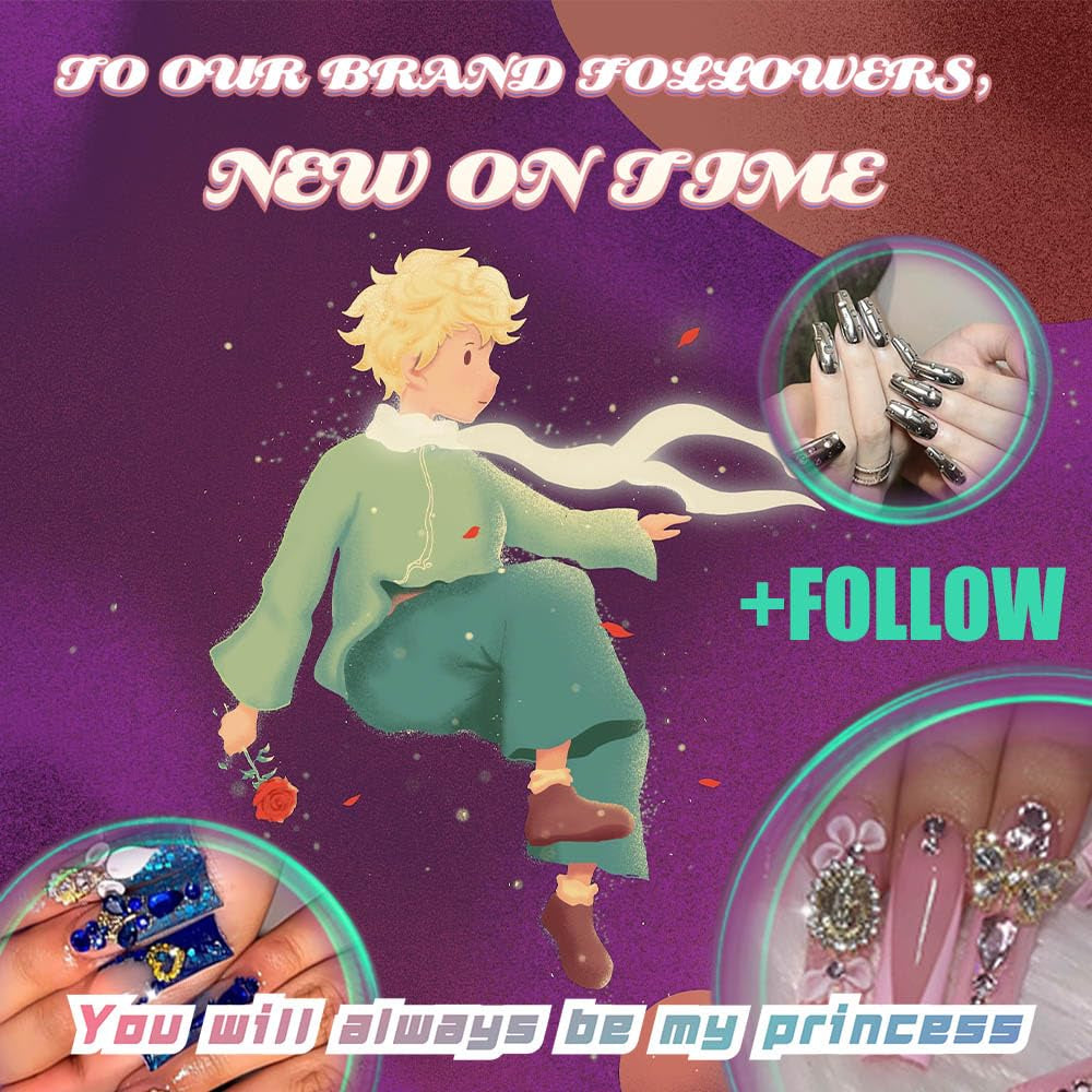 Press on Nails, Square Nails with Flower and Rhinestones Design, Perfect for Prom/Party/Holiday, Gift for Women (Khaki)